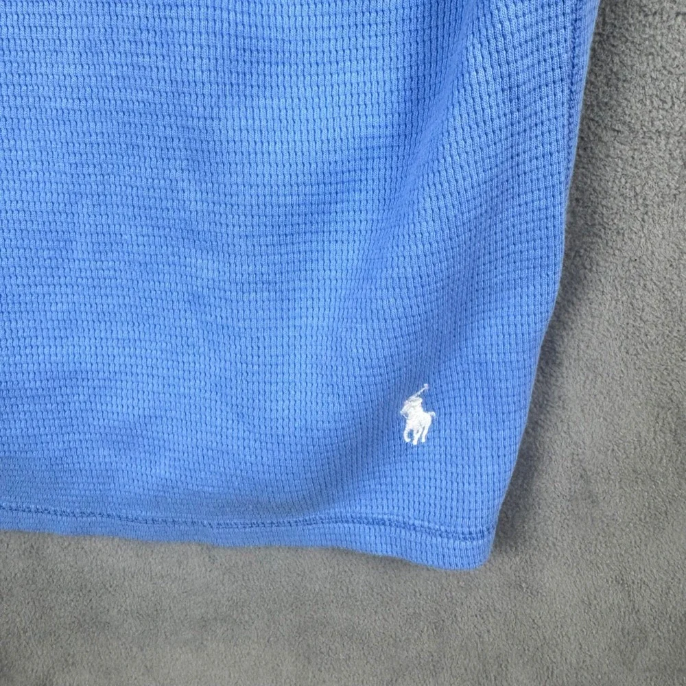 Polo Ralph Lauren Mens 2XL Blue Waffle Knit Sleep Long Sleeve Shirt Pony Logo